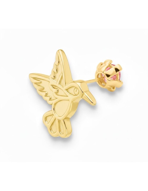 Arete de colibrí Joyería M De Leon de oro amarillo 10 K con acabado brillante zirconia
