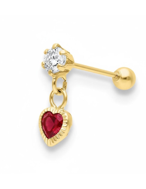 Arete de corazón Joyería M De Leon de oro amarillo 10 K con acabado brillante zirconia