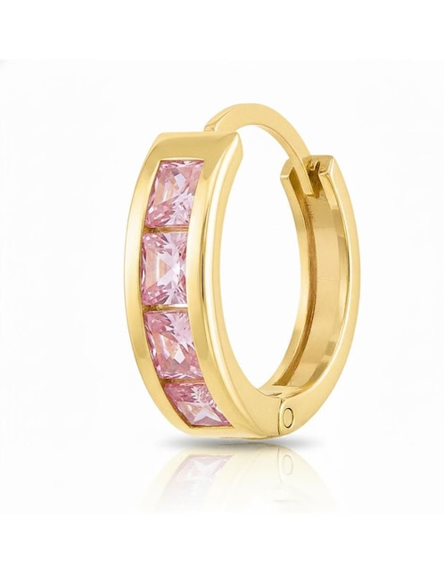 Huggies Joyería M de Leon de oro amarillo 10 k con acabado brillante zirconia