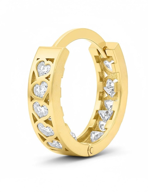 Huggies Joyería M de Leon de oro amarillo 10 k con acabado brillante zirconia