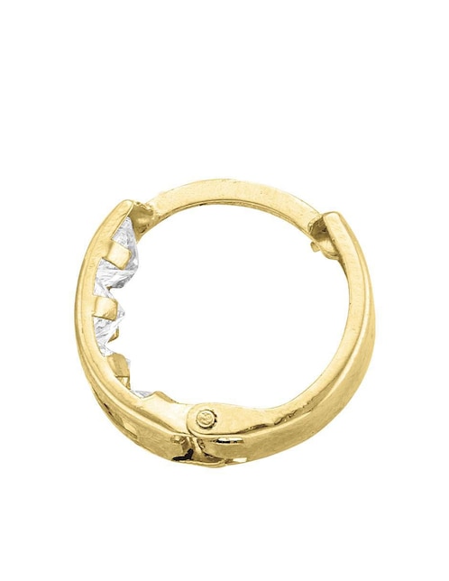 Aretes huggies Joyería M de Leon de oro amarillo 10 K con acabado brillante zirconia