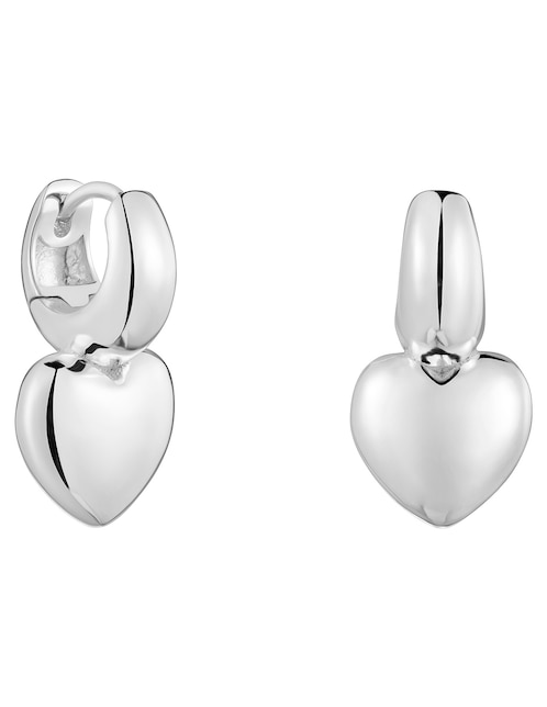 Aretes cortos de corazón Flechazo de plata P 925 con acabado brillante 1
