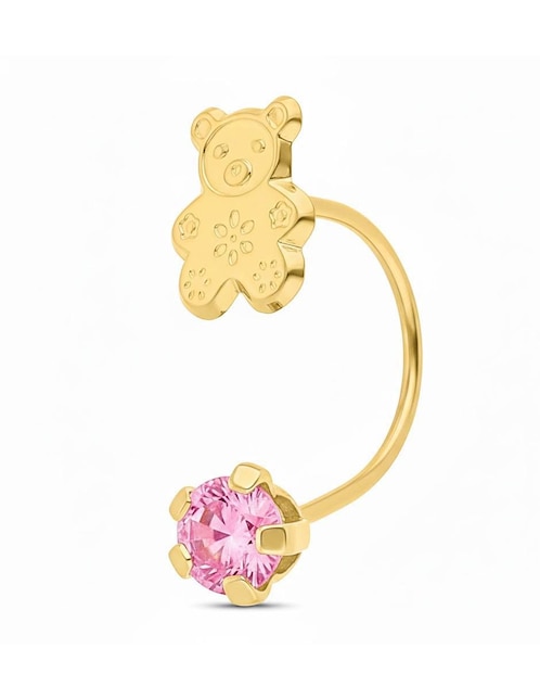 Broquel individual de oso Joyería M de Leon de oro 10 K con acabado brillante zirconia