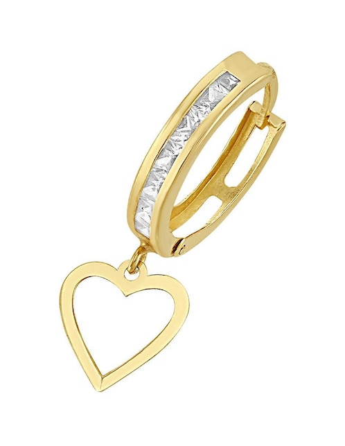 Huggie individual de corazón Joyería M de Leon de oro 10 K con acabado brillante zirconia