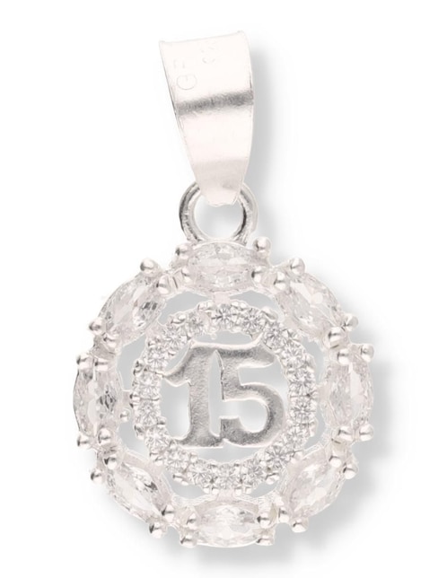 Dije redondo Enjoya Love de plata P 925 circonita