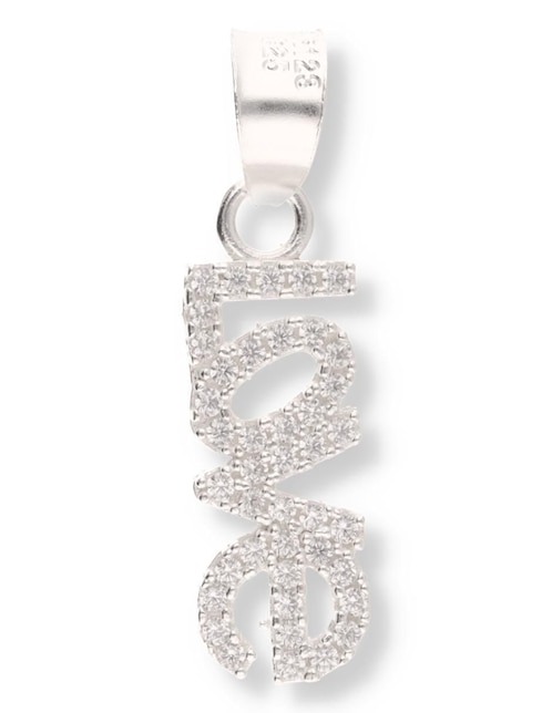 Dije de letrero Enjoya Love de plata P 925 circonita