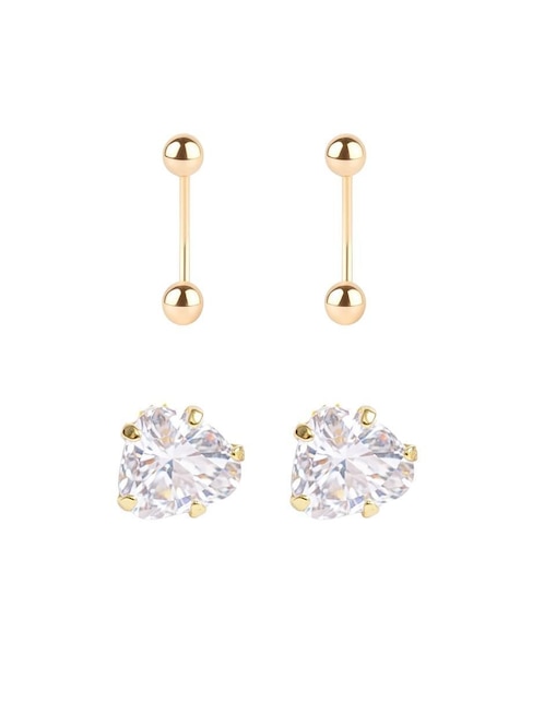 Set de aretes Mancini de oro 10 K con acabado brillante zirconia