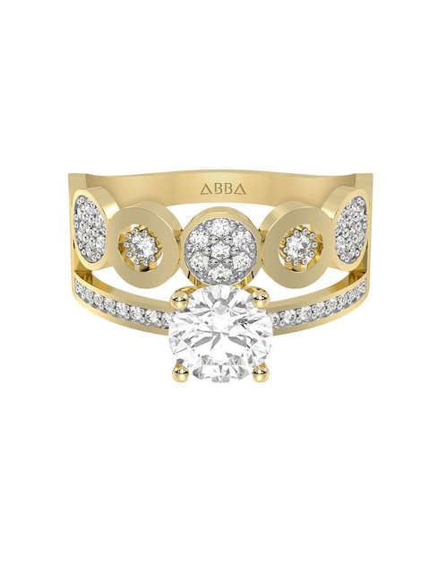 Anillo de compromiso "de" oro 10 k abba joyas sin familia zirconia