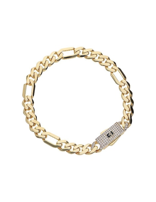Pulsera de oro amarillo con zirconia 10 K acabado pulido