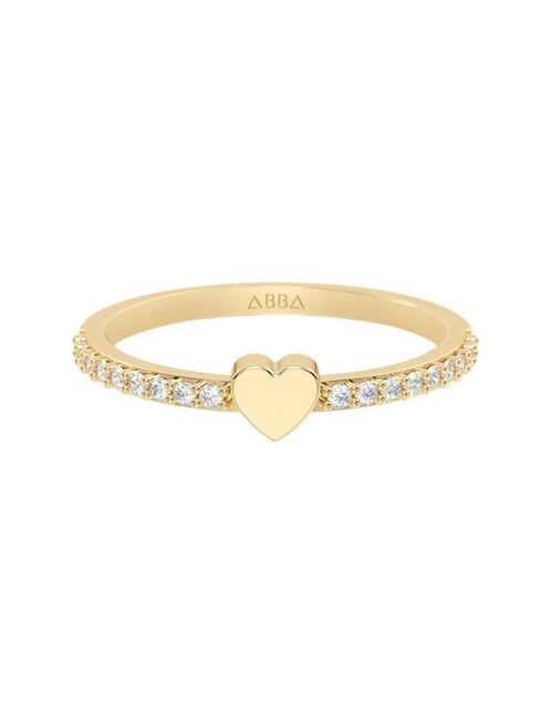 Anillo de corazón 10 K de oro zirconia pulido