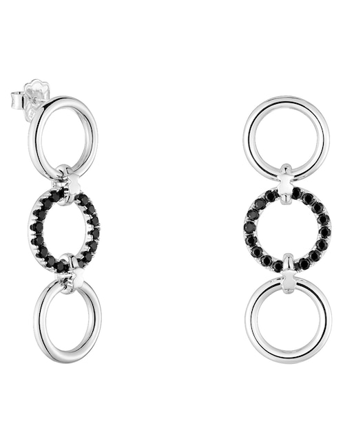 Aretes largos circulares Straight de Plata P 925 con acabado brillante espinela 1