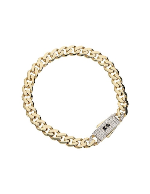 Pulsera de oro con zirconia 10 K acabado pulido