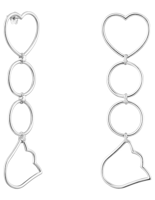 Aretes largos irregulares Tous Straight de plata P 925 con acabado brillante