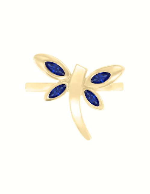 Anillo de libélula Fascinare Volare 14 k de oro zafiro brillante