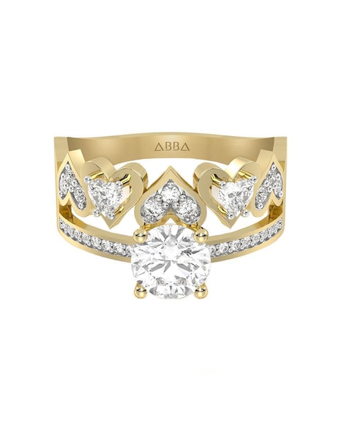 Anillo de compromiso de oro 10 K zirconia