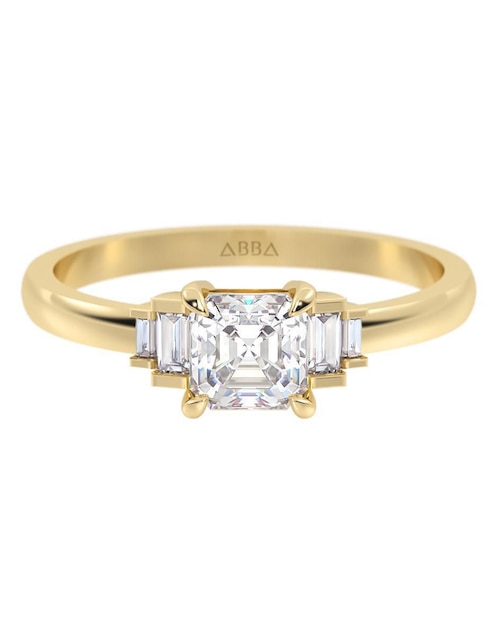 Anillo de compromiso "de" oro 10 k abba joyas sin familia zirconia