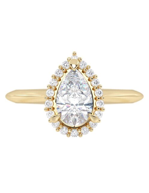 Anillo de compromiso de oro 10 K zirconia