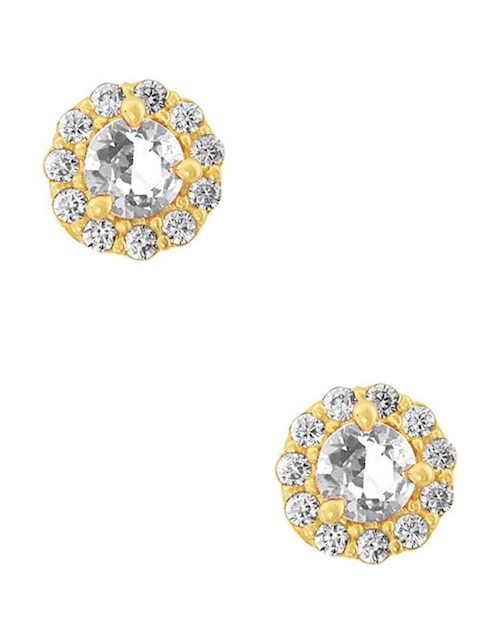 Broqueles de oro amarillo 14 k con acabado pulido zirconia 1