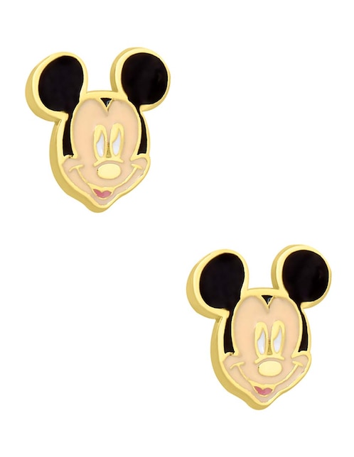 Broqueles Mickey de oro amarillo 14 k con acabado esmaltado 1
