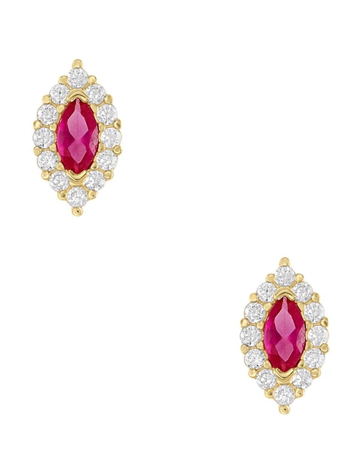 Broqueles de oro amarillo 14 k con acabado pulido zirconia 1