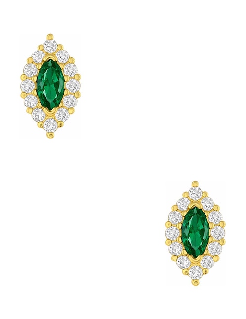 Broqueles de oro amarillo 14 k con acabado pulido zirconia 1