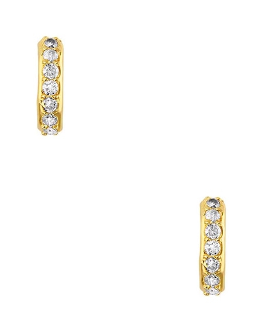 Broqueles de oro amarillo 14 k con acabado pulido zirconia 1