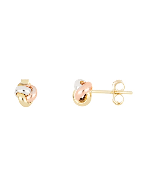 Aretes cortos de nudo de oro florentino 14 K con acabado pulido 1