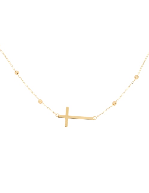 Gargantilla de cruz de oro amarillo 14 K 1