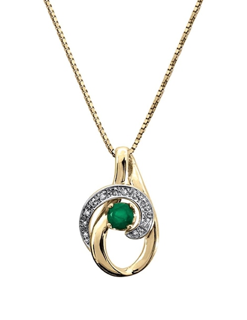 Dije Fascinare de oro amarillo 14 K esmeralda y diamante