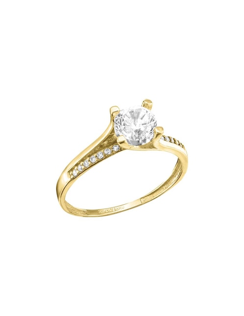 Anillo de compromiso de oro 10 K Joyería M De Leon zirconia