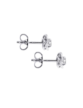 Broqueles Klamore de oro blanco 14 K con acabado brillante diamante