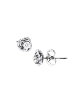Broqueles Klamore de oro blanco 14 K con acabado brillante diamante