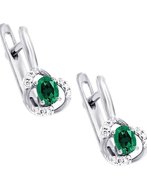 Aretes Fascinare de oro blanco 14 K con acabado brillante diamante