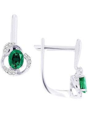 Aretes Fascinare de oro blanco 14 K con acabado brillante diamante