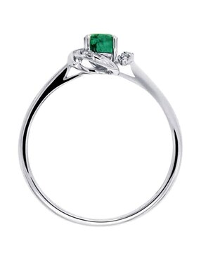 Anillo ovalado Fascinare Donelle 14 k de oro blanco esmeralda y diamante brillante