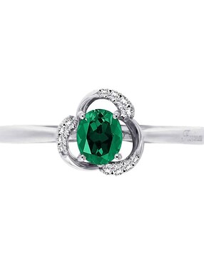 Anillo ovalado Fascinare Donelle 14 k de oro blanco esmeralda y diamante brillante
