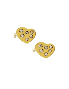 Broqueles de corazón Ttvarios de oro 14 K con acabado brillante zirconia