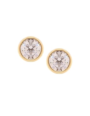 Broqueles Roca de oro 14 K con acabado brillante zirconia