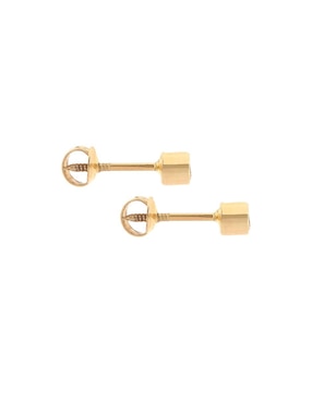 Broqueles Roca de oro 14 K con acabado brillante zirconia