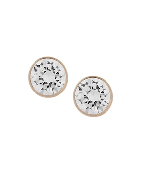 Broqueles circulares Roca de oro amarillo 14 K con acabado brillante zirconia