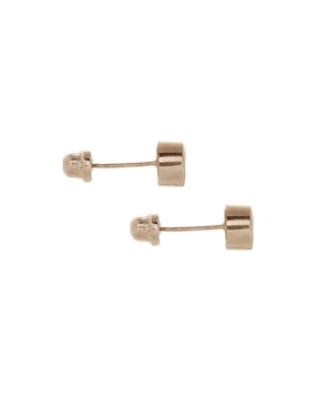 Broqueles circulares Roca de oro amarillo 14 K con acabado brillante zirconia