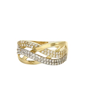 Anillo Dinasti 14 k de oro amarillo zirconia brillante