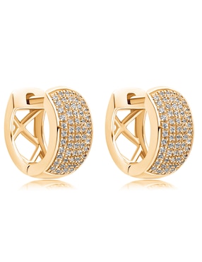 Aretes redondos Jayda de oro 14 K con acabado brillante diamante