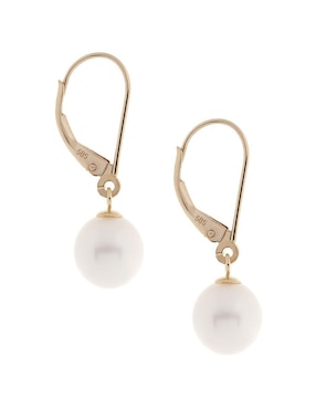Broqueles Valessa de oro 14 K con acabado brillante perla