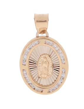 Medalla Irregular Sini Vigen De Guadalupe De Oro Amarillo Zirconia