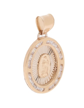 Medalla Sini virgen de guadalupe de oro amarillo 14 K zirconia