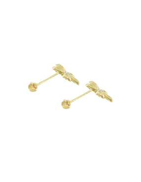 Broqueles de flor D Cadena de oro 14 K con acabado brillante zirconia