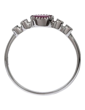 Anillo ovalado Fascinare Addel 14 k de oro blanco rubí y diamante brillante