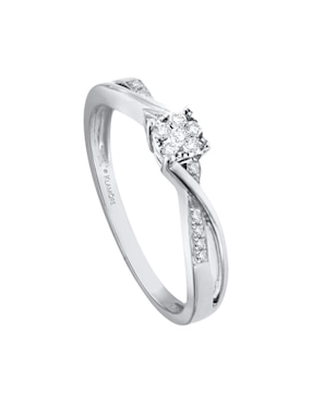 Solitario de oro blanco 14 k Klamore Lara diamante