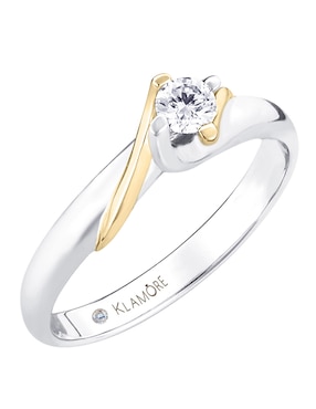Solitario de oro blanco 14 k Klamore Enya diamante